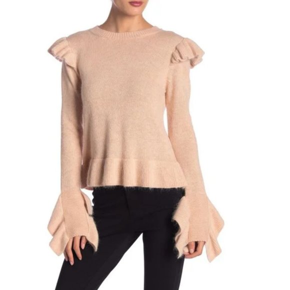 Endless Rose Sweaters - Endless Rose Tan Ruffle Detailed Angora Sweater